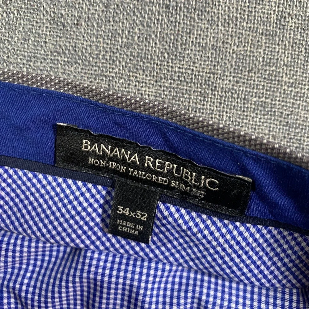 Banana Republic Mens Tailored Slim Fit Non Iron Grey Heathered Dress Pants 34x32